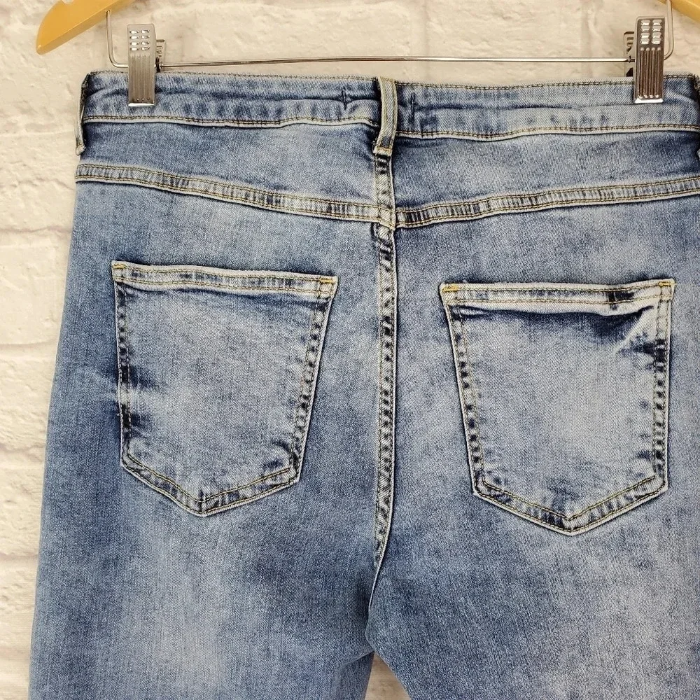 Forever 21 Distressed Step Hem High Rise Jeans